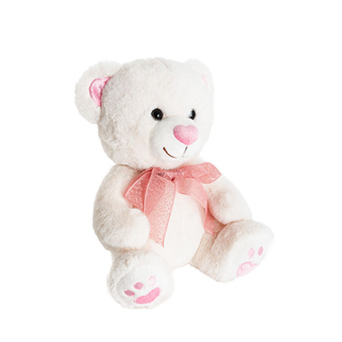 Small Teddy Bears - Sweetheart Teddy Bear Molly w Bow White (25cmST)