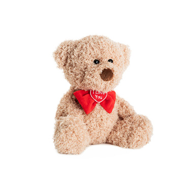 Valentines Day Soft Toys - Mr Teddy Bear w Red Bow Brown (20cmST)