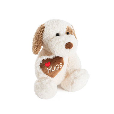 Valentines Day Soft Toys - Puppy Spot w Hugs Heart Plush Toy White (25cmST)