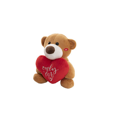 Valentines Day Soft Toys - Mini Teddy Bear Bob w Only You Heart Plush Toy Brown(14cmST)