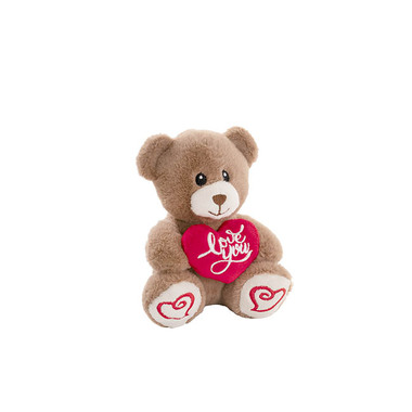 Valentines Day Soft Toys - Mini Teddy Bear Alfie w Love You Heart Mocha Brown (14cmST)