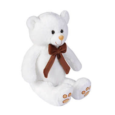 Kyle Bear With Brown Bow White (52cmST)