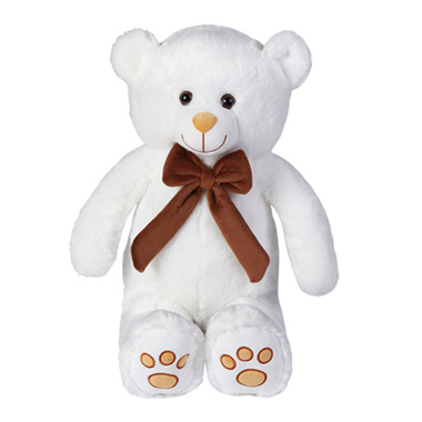 Kyle Bear With Brown Bow White (65cmST)