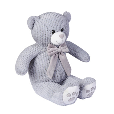 Medium Teddy Bears - Louis Teddy Bear With Dark Grey Bow Grey (52cmST)