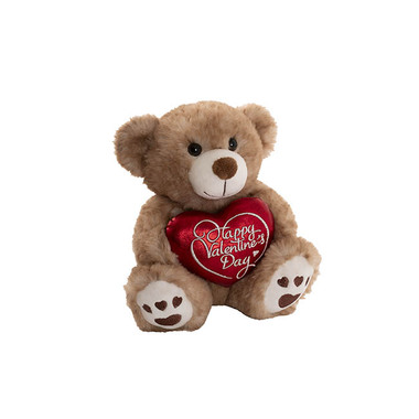 Valentines Day Soft Toys - Teddy Bear Josh w Happy Valentines Day Heart Brown (20cmST)