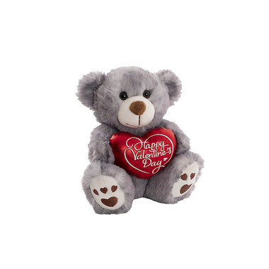 Valentines Day Soft Toys - Teddy Bear Josh w Happy Valentines Day Heart Grey (20cmST)