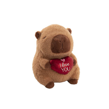 Valentines Day Soft Toys - Capybara Sam w I Love You Heart Plush Toy Brown (22cmST)