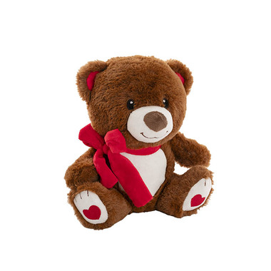 Valentines Day Soft Toys - Teddy Bear Theo Plush Soft Toy w Red Bow Brown (25cm.ST)