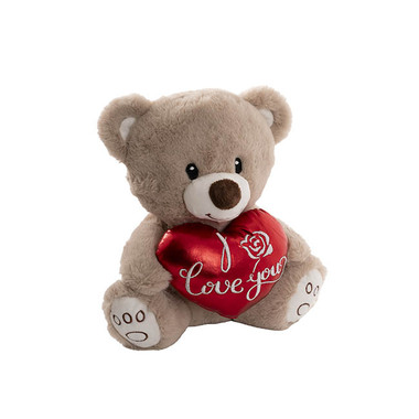 Valentines Day Soft Toys - Teddy Bear Theo w I Love You Heart Grey (25cm.ST)