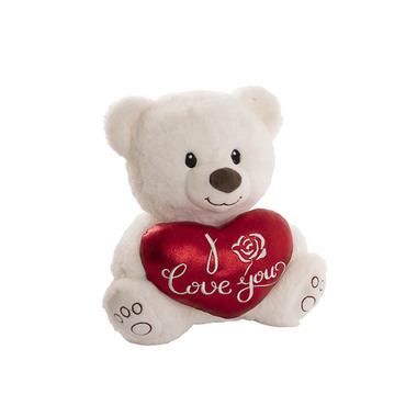 Valentines Day Soft Toys - Teddy Bear Theo w I Love You Heart White (25cm.ST)