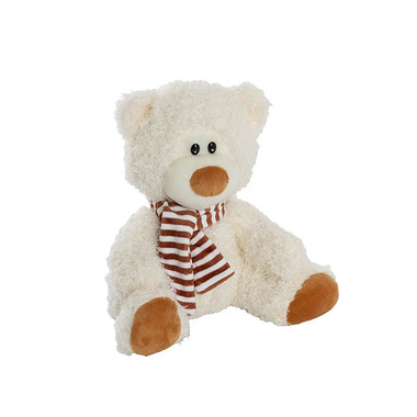 Small Teddy Bears - Grizzly Bear Miles Plush Soft Toy w Scarf White (25cmST)