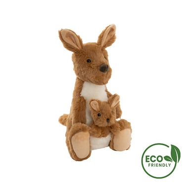Australian Animal Toys - Kangaroo Kipper w Joey Eco Plush Brown (28cm.ST)