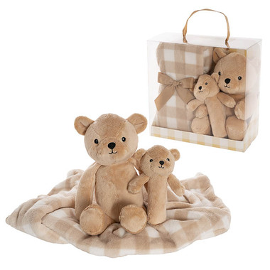 Baby Gift Sets - Teddy Bear Brody, BB Stick & Blanket Gift Pack Brown (25cmH)
