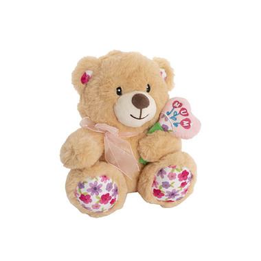 Mothers Day Soft Toys - Teddy Bear Mia w Mum Floral Heart Beige (20cm.ST)