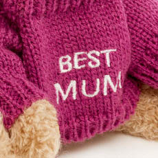 Teddy Bear Message Best Mum Hot Pink Jumper (20cmHT)