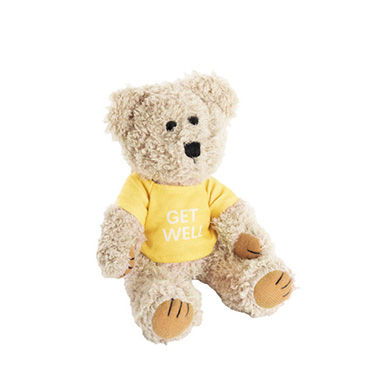 Personalised Teddy Bears - Teddy Bear Message Get Well Yellow T Shirt (20cmHT)