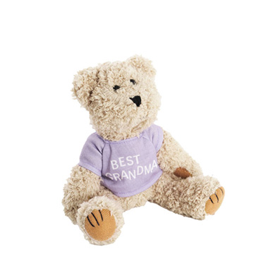 Personalised Teddy Bears - Teddy Bear Message Best Grandma Lavender T Shirt (20cmH)