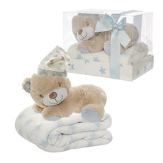 Baby Gift Sets - Liam Teddy Bear Gift Pack Blue (22cmHT)