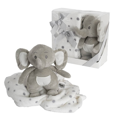 Baby Gift Sets - Elephant Ellie & Blanket Gift Pack Grey (25x12x25cm)