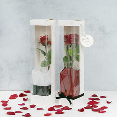 Single Rose Carry Box with Window White Pk5(11.5x11.5x51cmH)