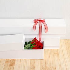 Matte Rose Box Dozen Deep Lid White Set 3 (75x21x11cmH)