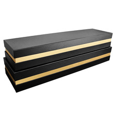 Rose Box Premium - Luxe Matte Rose Box Dozen Black and Gold Set 2 (75x21x11cmH)