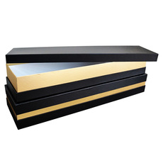 Luxe Matte Rose Box Dozen Black and Gold Set 2 (75x21x11cmH)