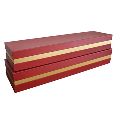 Rose Box Premium - Luxe Matte Rose Box Dozen Red and Gold Set 2 (75x21x11cmH)