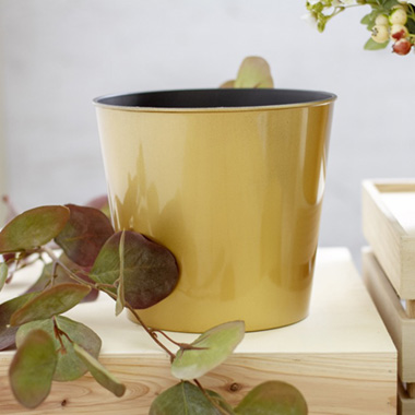 Flora Metallic Pot Round (17Dx15.5cmH) Gold