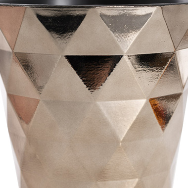 Flora Diamond Pattern Pot Round (16Dx16.5cmH) Champagne