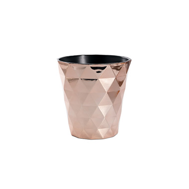 Flora Flower Pots & Planters - Flora Diamond Pattern Pot Round (16Dx16.5cmH) Rose Gold