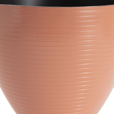 Flora Stripe Pot Round (18.5Dx15cmH) Terracotta Orange