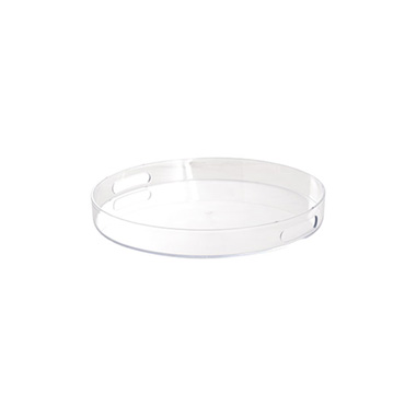 Clear Plastic Round Tray w Handles (33cmDx4cmH)