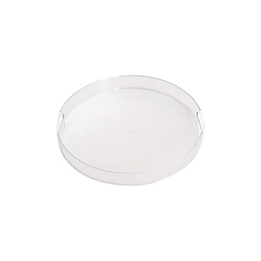 Clear Plastic Round Tray w Handles (33cmDx4cmH)