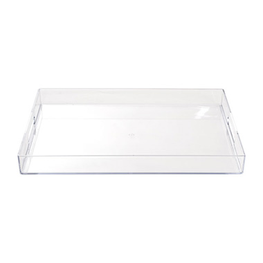Clear Plastic Rectangular Tray w Handles (40x30x4cmH)