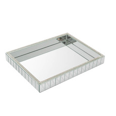 Bevelled Edge Mirror Strip Rectangle Tray Silver(30x40x5cmH)