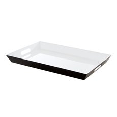 Decorative Trays - Plastic Rectangle Tray with Handles White (45.5x30.5x4.2cmH)