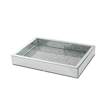 Decorative Trays - Rectange Crystal Mirror Tray Silver (35x25x5.5cmH)