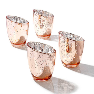 Tealight Candle Holders - Glass Votive Candle Holder Arena (7.6Dx9cmH) Mercury Copper