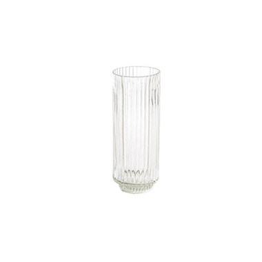 Glass Craft Ripple Vase Candle Holder Clear (6x16cmH)