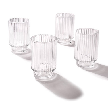 Tealight Candle Holders - Glass Craft Ripple Vase Candle Holder Clear (8.8x13cmH)