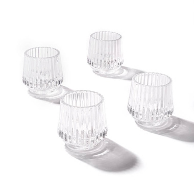 Tealight Candle Holders - Glass Craft Ripple Votive Candle Holder Clear (7x6.8cmH)