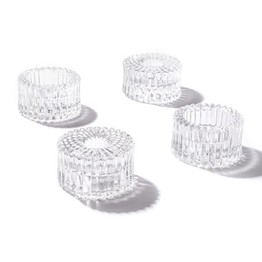 Glass Craft Ripple 2 in 1 Candle Holder Clear (8x4.5cmH)