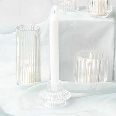 Tealight Candle Holders - Glass Craft Ripple 2 in 1 Candle Holder Clear (8x5.6cmH)