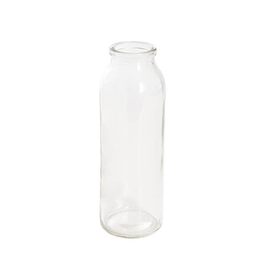 Glass Bottles - Glass Tall Milk Bottle Clear (5.5x16cmH)