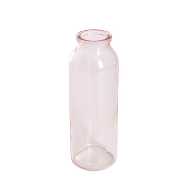Glass Bottles - Glass Tall Milk Bottle Pink (5.5x16cmH)