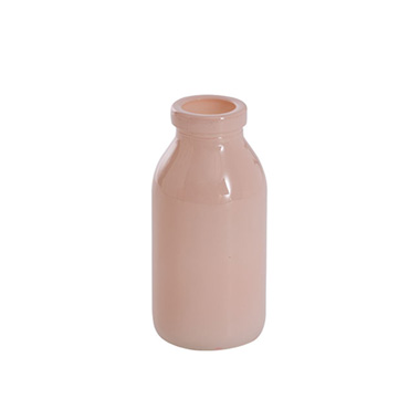 Glass Bottles - Glass Classic Milk Bottle Solid Glossy Soft Peach (5x10cmH)