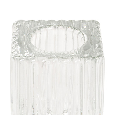 Glass Craft Ripple Dinner Taper Candle Holder Clear (4x6cmH)