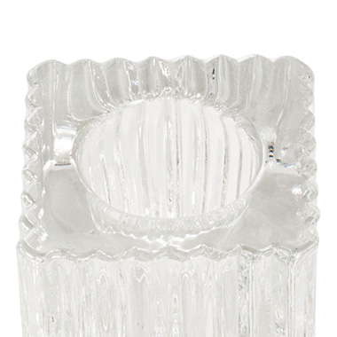 Glass Craft Ripple Cube Dinner Candle Holder Clear (4x4cmH)