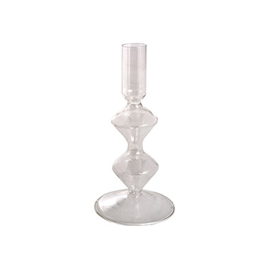 Glass Palma Dinner Taper Candle Holder (8x17.5cmH)